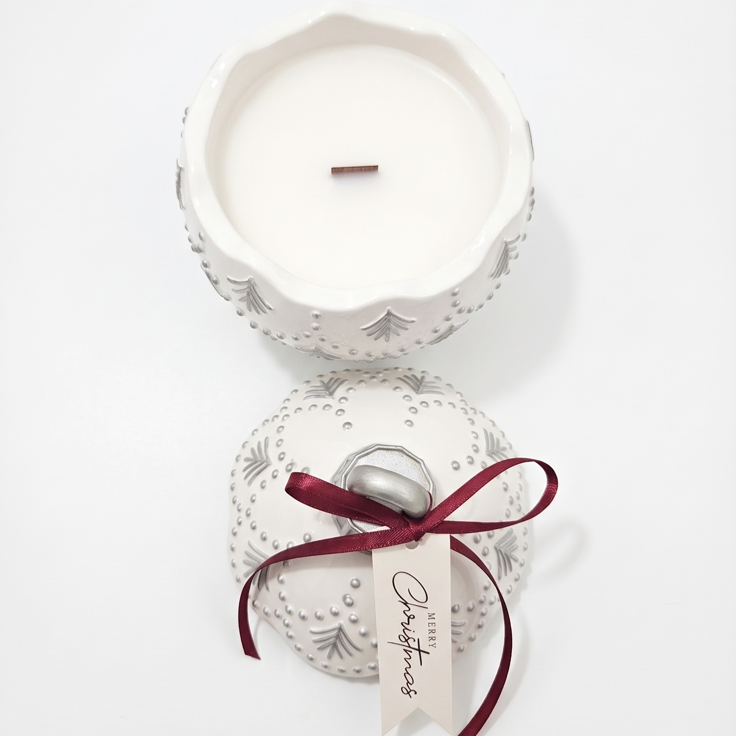 Svece Christmas Bauble Enchanted MINI - Balta / Sudraba / Ziemas burvība / MINI