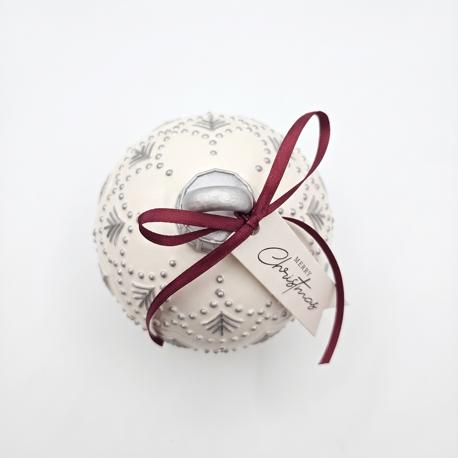 Svece Christmas Bauble Enchanted MINI - Balta / Sudraba / Ziemas burvība / MINI
