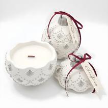Svece Christmas Bauble Enchanted - Balta / Sudraba / Ziemas burvība