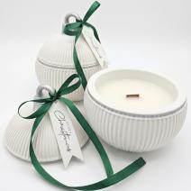 Svece Christmas Bauble Elegance - Balta / Sudraba / Ziemas burvība
