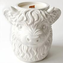 Svece Highland Cow - Balta / Vaniļa