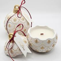 Svece Christmas Bauble Enchanted - Balta / Zeltaina / Ziemas burvība