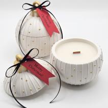 Svece Christmas Bauble Charming — Balta / Zelta / Ziemas burvība
