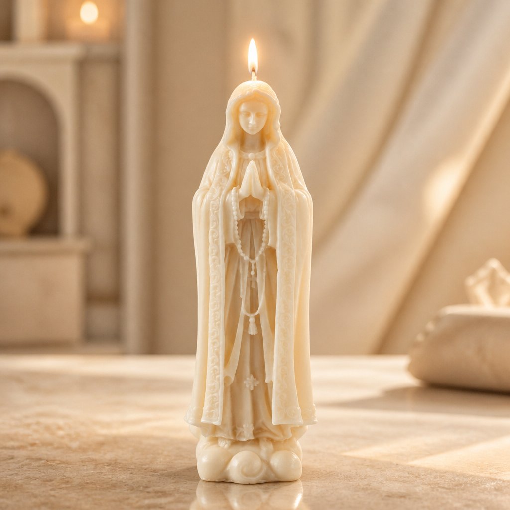 Svece Madonna - Balta / Kokosrieksts